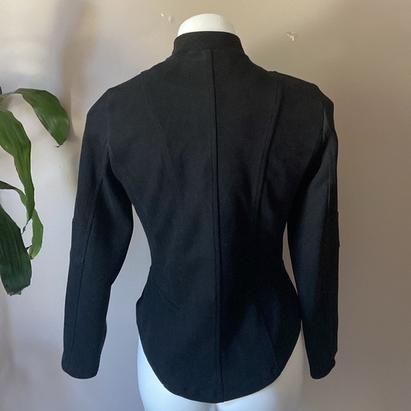 Solitaire Anthropologie Black Faux Suede Moto Fitted Jacket Goth Fall Soft Punk - Picture 2 of 5